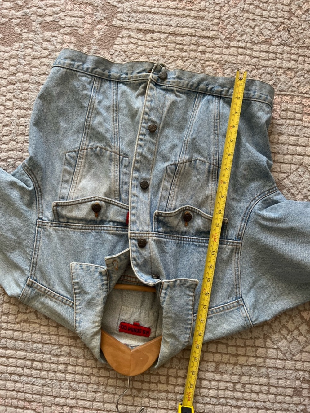 Vintage Embroidered Patch Upcycled Denim Jacket Size Small Oversized - Picture 7 of 8